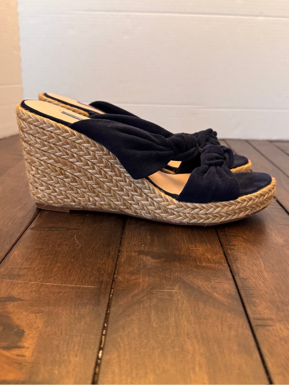 Stuart Weitzman Sarina Black Suede Espadrille Sandals Wedge Sz Women’s 10